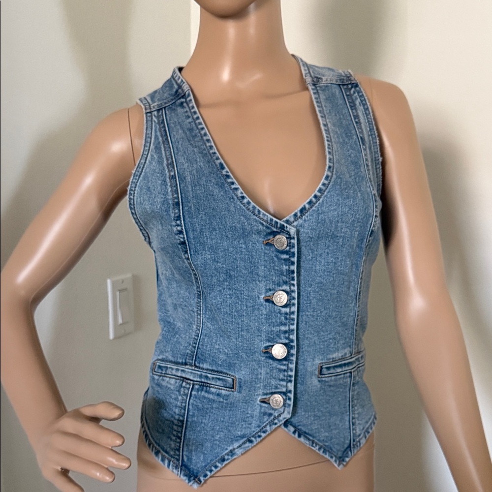FRYE Denim Button-Up Vest